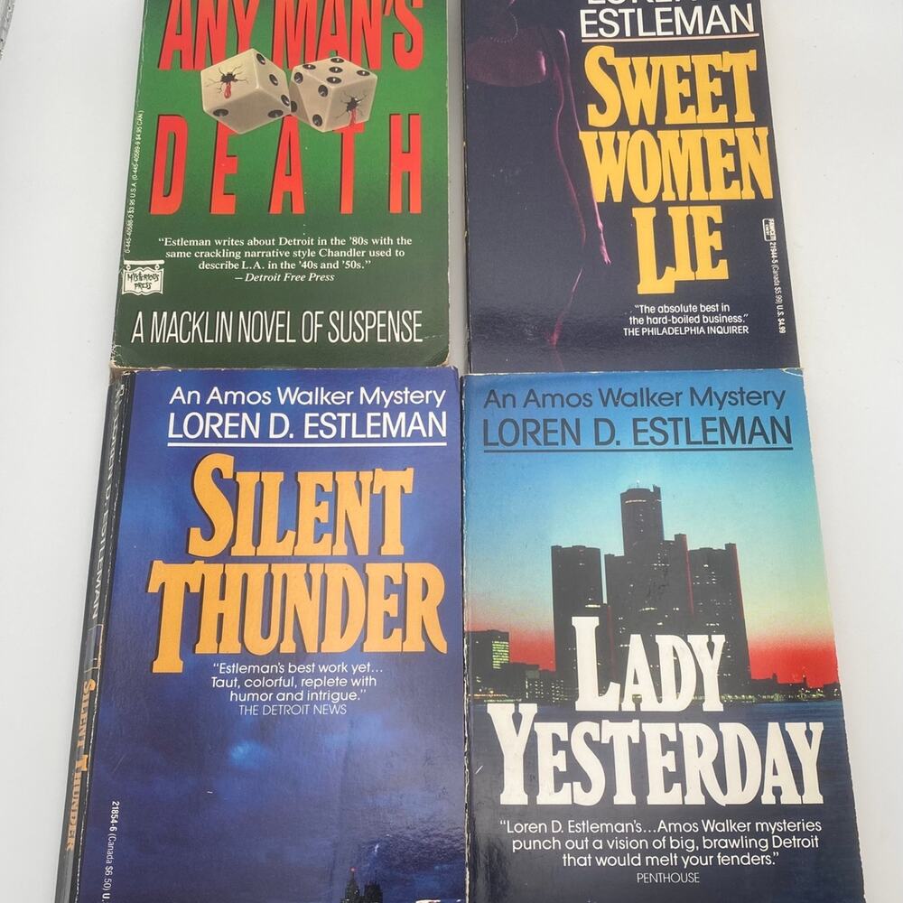 Loren D. Estleman Vintage Thriller Paperback Lot of 4 80s Retro - Silent Thunde